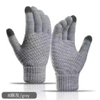Women Men Warm Winter Touch Screen Gloves Stretch Classical Knit Mittens Wool Full Finger Outdoor Cycling Driving Glove