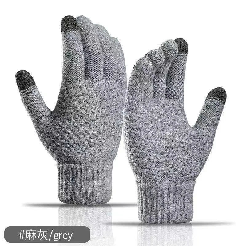 Women Men Warm Winter Touch Screen Gloves Stretch Classical Knit Mittens Wool Full Finger Outdoor Cycling Driving Glove