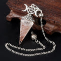 54x24mm Natural Stone Crystal Reiki Pendulum Three Phases Moon Hexagonal Cone Amethysts Charms for Jewelry Making DIY Necklace