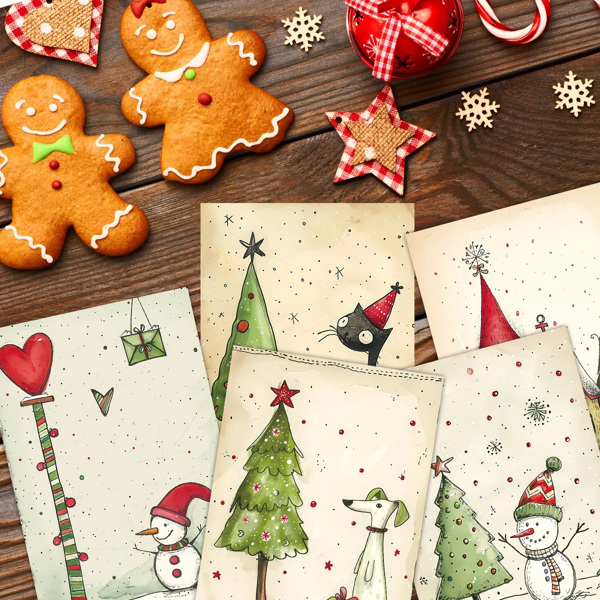 20pcs Christmas Decor Postcards With Stickers,For Christmas Home Office Wall Art Decor,Diy Christmas Crafts,Gift Wrapping Cards