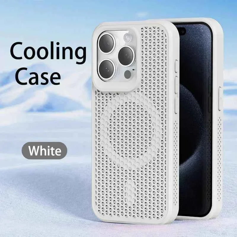 Cooling Heat Dissipation Phone Case For iPhone 17 16 15 14 13 12 11 Pro Max Plus Breathable Hard Back Magnetic Cover For Magsafe