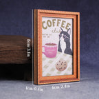 Mini Framed Black Cat Eating Ramen Magnet, Cute Japanese Cat Fridge Magnet for Kitchen, Home, Refrigerator & Decor