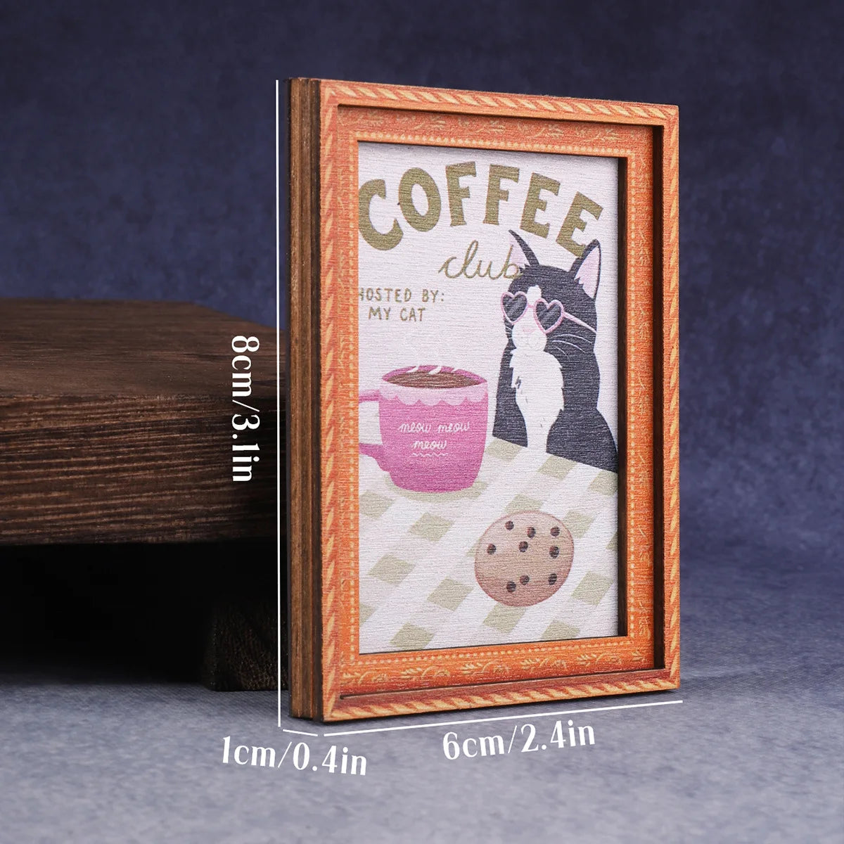 Mini Framed Black Cat Eating Ramen Magnet, Cute Japanese Cat Fridge Magnet for Kitchen, Home, Refrigerator & Decor