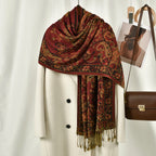 Ethnic Paisley Embroidery Viscose Hijab Retro Cashew Cotton Muslim Women Scarf Wraps Ladies Elegant Shawls Turban Headscarf