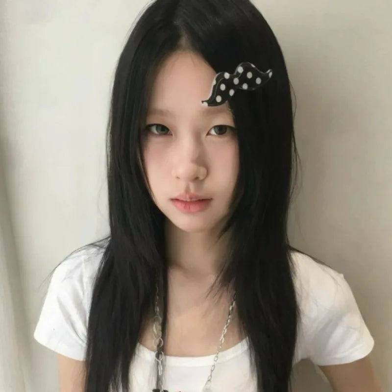 1/4pcs Mustache Hair Clip Polka Dot Y2K Retro Clips Fun Quirky Bangs Side Hairpins Harajuku Style Headwear Accessory Decoration