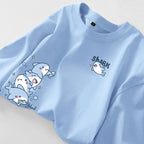 Cartoon Shark Print Simple Casual Loose Versatile Summer Short Sleeved T-shirt