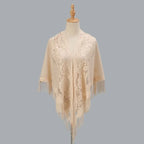Tassel Patchwork V-Neck Cardigans Women Wedding Accessories Shawl Hollow Multicolored Evening Prom Cape Tulle Shawl Party