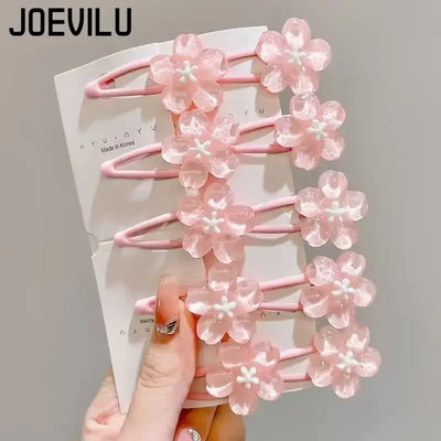 Cute Pink Cherry Blossom Hair Clip Kids Hairpin Bangs Clips Dopamine Princess Hair Accessories Flyaway Headwear Side BB Clip