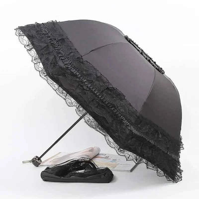 Vintage Lace Parasol Foldable Gothic Lolita Umbrella Rain Anti-uv Protection Sunblock Umbrella Dome Photo Props Girls Parasol