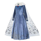Girls Elsa Snow Queen Princess Costume Dress – Winter Cosplay Outfit