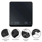 1PC LED Screen Digital Kitchen Scale with Timer USB Powered Espresso Coffee Maker 3KG Max 0.1g Precision Measurement in Oz/g/ml