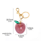 Fashion Apple Keychain Cute Crystal Red Apple Pendant Keyring For Backpack Decoration Exquisite Accessories Gifts