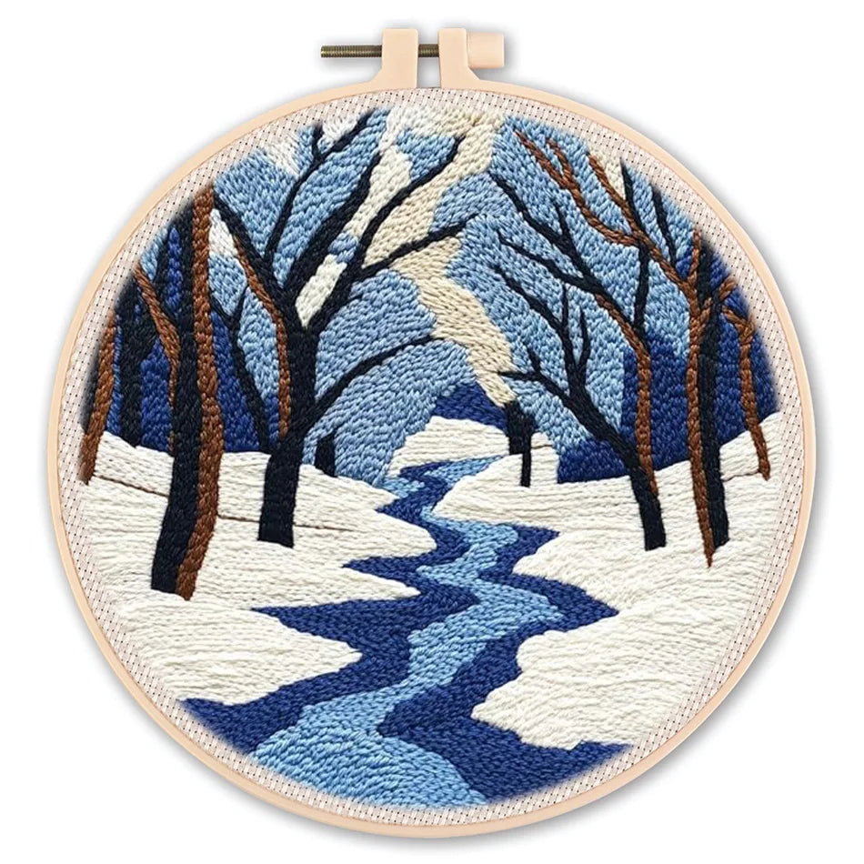 CHENISTORY Diy Punch Needle Embroidery Starter Kits For Beginner Cartoon Cute Animals Poking Embroidery Yarn Painting Arts