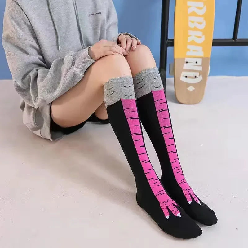 Men Funny 3D Chicken Socks Print Cartoon Cosplay High flexibility Thigh High Sock Cotton Fashion Thin Toe Feet