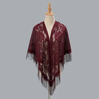 Tassel Patchwork V-Neck Cardigans Women Wedding Accessories Shawl Hollow Multicolored Evening Prom Cape Tulle Shawl Party