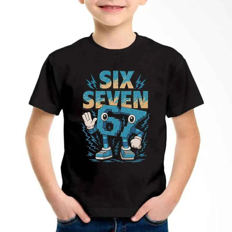 New Funny Six Seven Italian Brainrot 67 Number Graphic Print T-Shirt Boy/Girl Summer Short Sleeved Kids Comfortable Tshirt Top