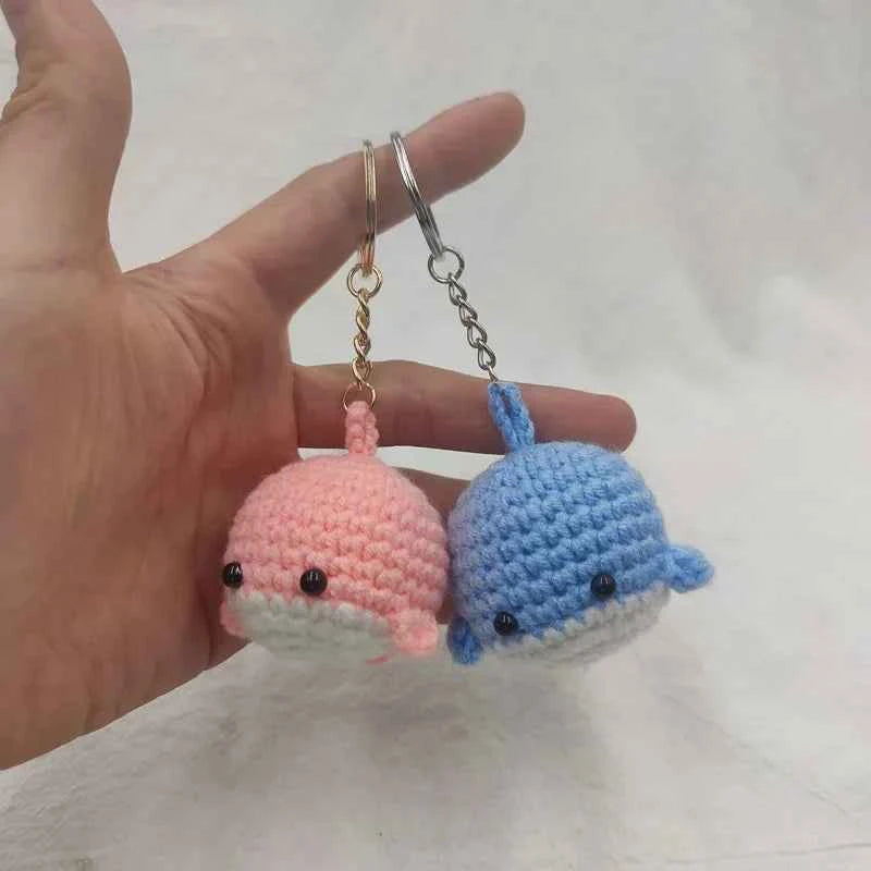 Cute Crochet Whale Keychain Handmade Ocean Bag Charm