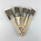 5Pcs Paint Brush Set White Coffee-colored Paint Long-handled Bevel Art-specific Nylon Brushes for Barbecues and Marine Use