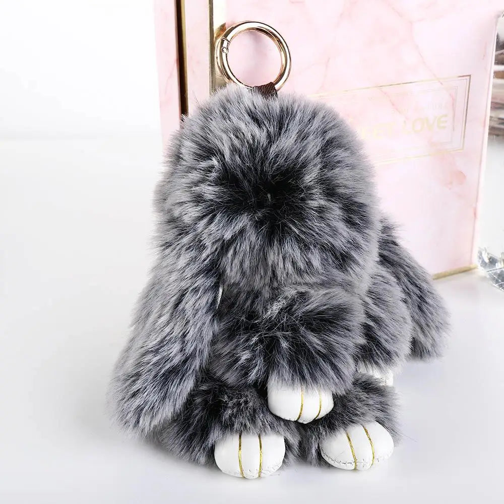 Fluffy Bunny Plush Keychain Cute Rabbit Bag Charm