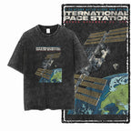 SA ASTRONAUT SPACE THEMES Printed Cotton Acid Washed Graphic Unisex T Shirt Cool Streetwear Men Tshirts Big Size Tee for men