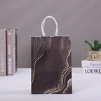 5 pcs Marble Design Kraft Paper Gift Bag with Handle Birthday Party Packaging Bags Wedding Gifts for Guest Eid Ramadan Supplies