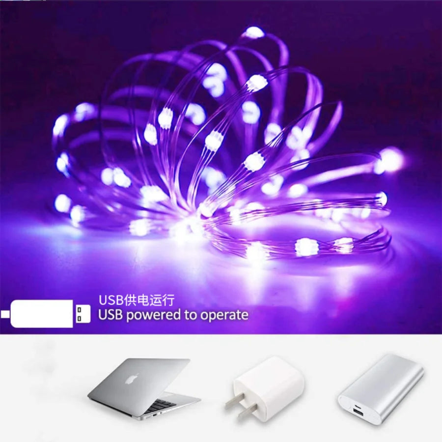 1/5/20M USB LED String Lights Copper Silver Wire Garland Light Waterproof Fairy Lights For Christmas Wedding Party Decoration