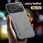Leather  Phone Case  for APPLE IPhone 17 Air 16 15 14 13 Pro Max 16e Cover Metal Plate for Magnetic Car Mount (NOT INCLOUED)