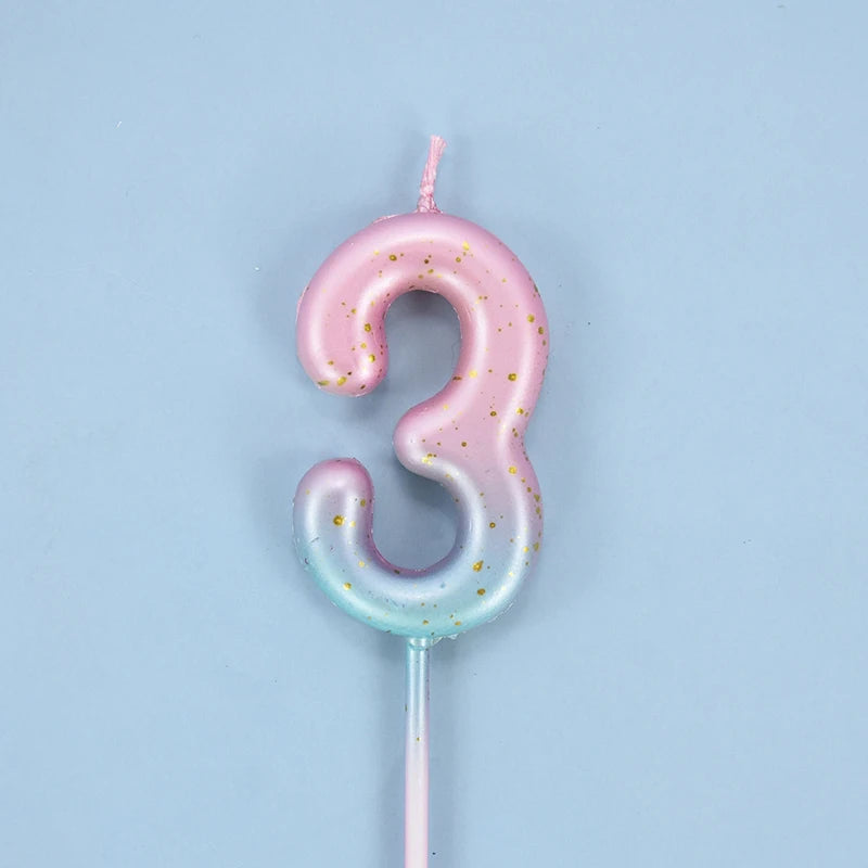 Happy Birthday Cake Decorated Interstellar Digital Colorful Candle Children's Delicate Candy Color 0-9 Number Candle Party Decor