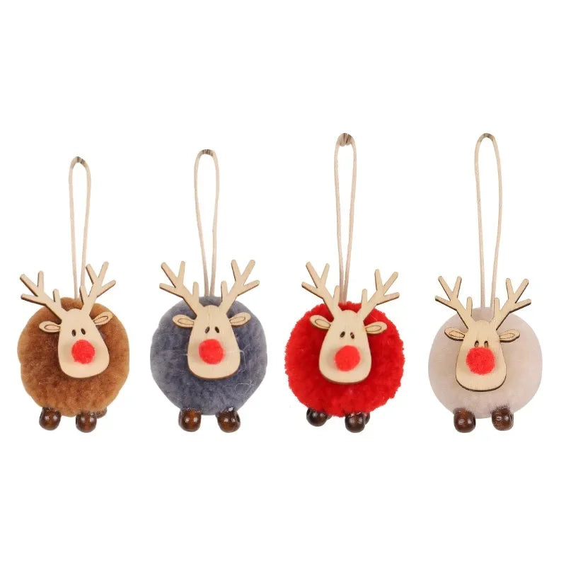 4PCS Christmas Tree Decorations Elk Felt Christmas Tree Ornaments Cute Xmas Deer Hanging Elk New Year Holiday Party Decorations