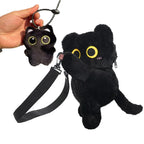 Black Cat Backpacks Big Eyes Kitten Doll Plush Kawaii Stuffed Animals Shoulder Bag Large-capacity Soft Toy Fashion Crossbody Bag