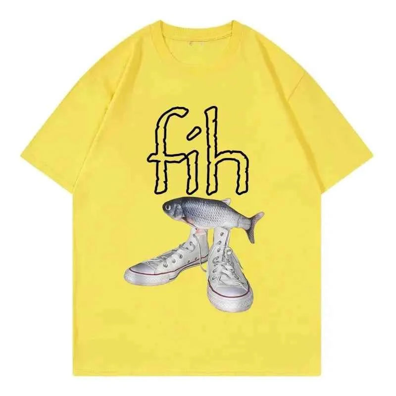 New Style Fih Shoes Graphic T Shirts Funny Misspelled Fish Meme T-shirtsWomen Casual Fashion Short Sleeve T-shirt