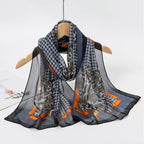 2024 New Print Chiffon Scarf Shawl Women Sunscreen Silk Scarf Turban Long Wrap Beach Travel Outdoor Accessories Trendy Headband