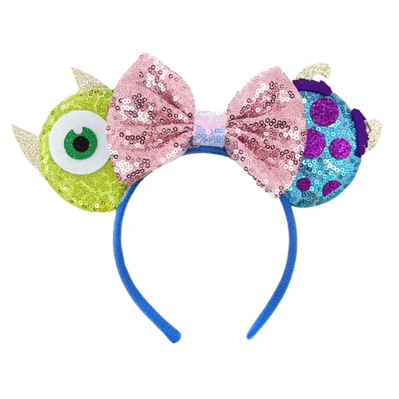Mouse Ears Headband Cartoon Sequin Bows Headband Birthday Party Christmas Halloween Princess Cosplay Costume For Women Adult