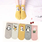 5 Pairs Lot Pack Women Socks Spring Summer Animal Unicorn Cat Fox Ear Cartoon Happy Funny Cute Lovely Cotton Ankle Socks Heart