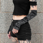Casaul Broken Slit Gloves Sexy Gothic Fingerless Gloves Halloween Gloves Black Ripped Holes Decor Cosplay Gloves For Adults
