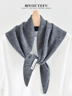 100% Australian Wool Knitted Triangle Scarf Shawl Women's Autumn  Winter Warm Neck Protection Scarf Decorative  Small Scarf