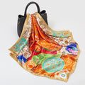 Fashion Square Silk Scarf Women Luxury Brand Satin Print Hijab Scarves Pareo Bandana Female Shawl Wrap Headband Foulard 90*90cm