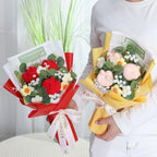Finished Knitted Flowers Sunflowers Crochet Bouquet Creative Knitted Flowers Valentine Mothers' Day Birthday Graduation Gifts