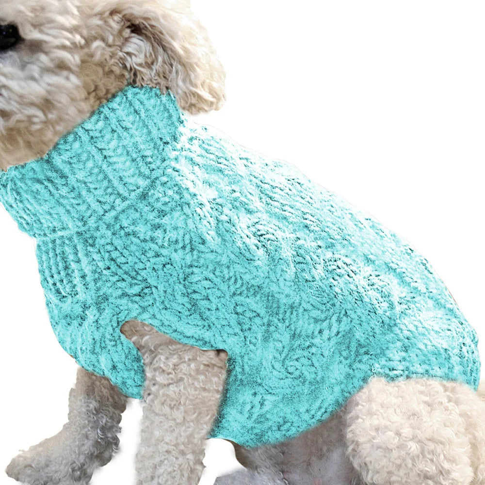 Autumn & Winter Knitted Dog Sweater – Warm, Soft, and Stylish Solid Twist Design for Small Pets