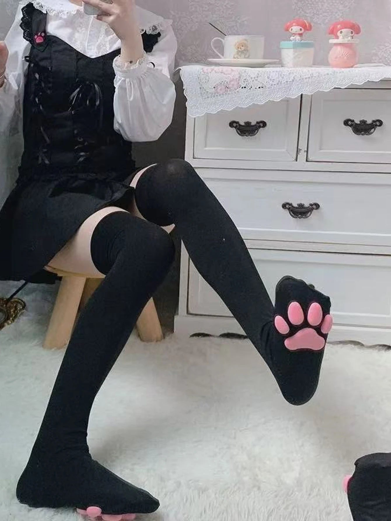 Women's High Socks Harajuku Stockings Underwear 3D Cat Claw Stockings Thigh High Socks Sexy Compression Stockings
