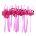 Tropical Party Drinking Straws 25pcs Flamingo Pineapple Straws Hawaiian Summer Pool Wedding Decoration Reusable Beach Supplies