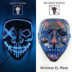 Wireless Neon LED Purge Mask – Glowing Halloween Cosplay Mask