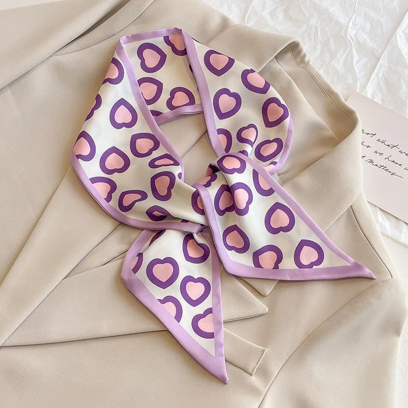 Cashew flower silk scarf double-sided printed for Women, Lightweight Versatile Bandana Style, Daily Office Party Vacation Boho