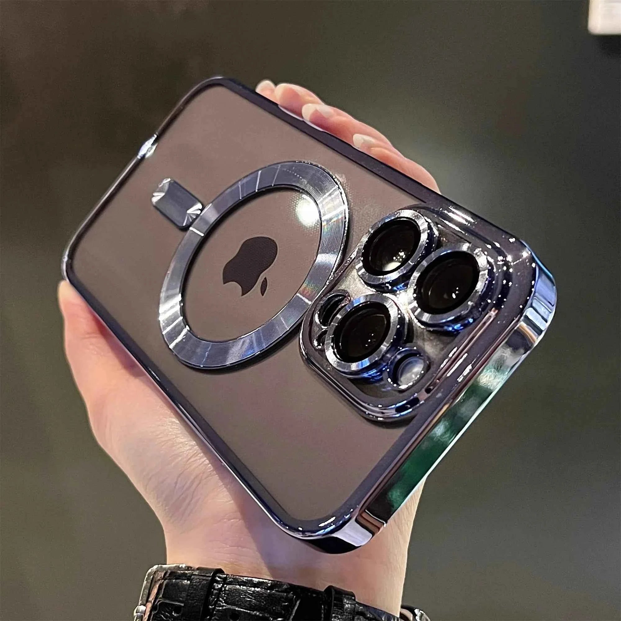 Luxury Magnetic Plating Clear Case For Magsafe Wireless Charging iPhone 11 12 13 14 15 16 17 Pro Max Air Plus Shockproof Cover