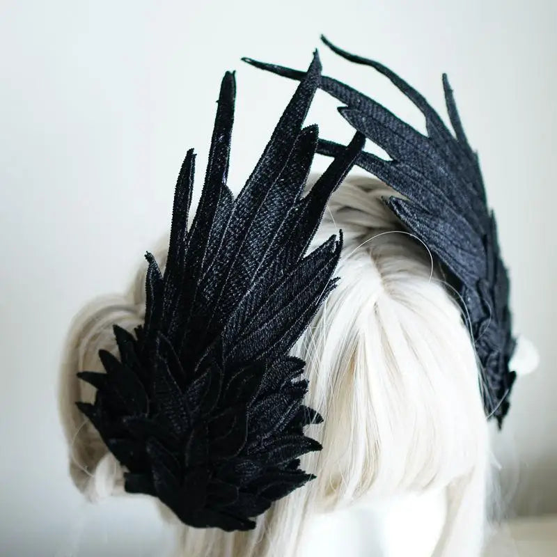 Feather Angel Wing Hair Clips Lolita Barrette Hairpin Lolita Anime Cosplay Hair Accessories Anime Halloween Black White Headwear