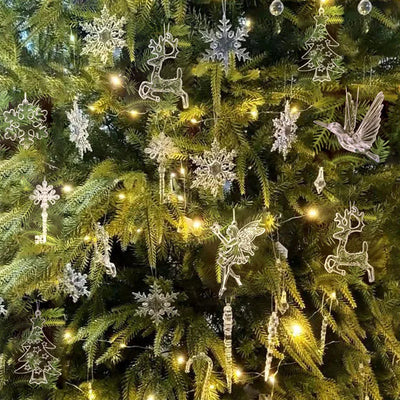 5pcs Christmas Home Decorations Crystal Acrylic Ornaments Snowflake Elk Xmas Tree Hanging Pendants Navidad 2026 New Year Gift