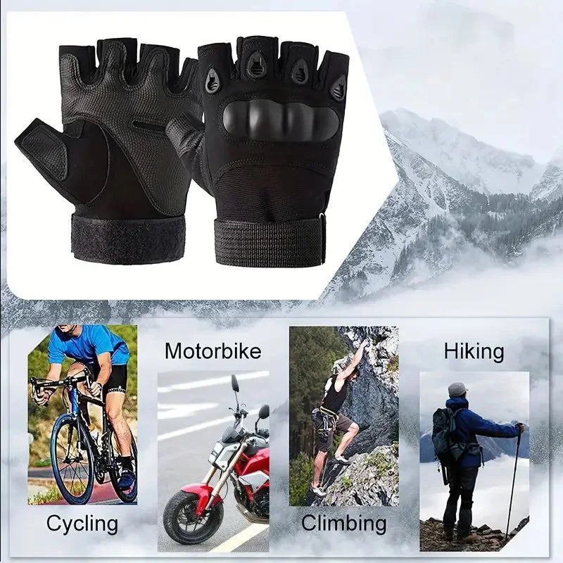 1Pair Tactical Fingerless Gloves for Men - Ideal for Outdoor Sports, Shooting, Hunting, Airsoft, and Cycling