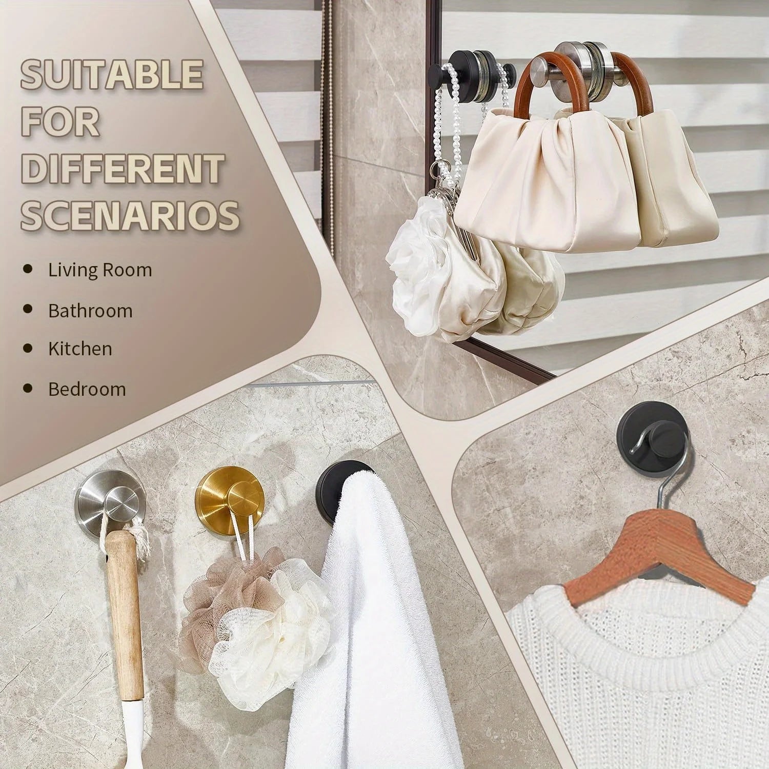 Vacuum Suction Cup Hooks Punch Free Bath Sucker Hook Wall Hook Hanger Glass Kitchen Bathroom Hooks for Towel Handbag