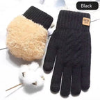 Fashion Black Woven Velvet Touch Screen Gloves Warm Winter Typing Gloves Sensitive Touch for Men Women Daily Outdoor Use