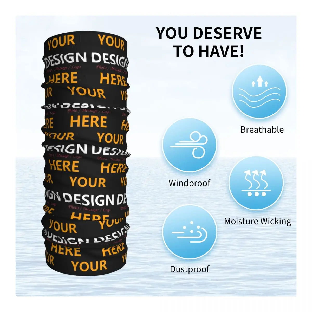 Custom Your Design Here Bandana Neck Gaiter Face Scarf Cover Personalized Customized Logo Printed Headband Tube Balaclava